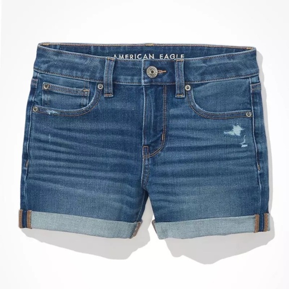 Women’s American Eagle The Dream short High-Waisted Denim Midi Short size 10 - Picture 4 of 16